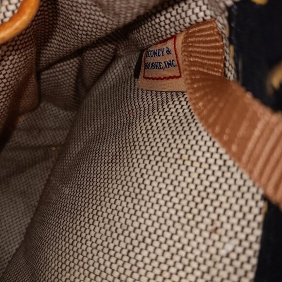 Dooney & Bourke PRE-LOVED Signature Logo DB Black Canvas & Brown Leather… - Picture 12 of 14